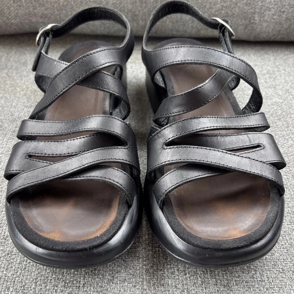 Dansko Lolita Sandal Leather Womens 11 Black Slingback Strappy Rocker Block Heel - Picture 4 of 11